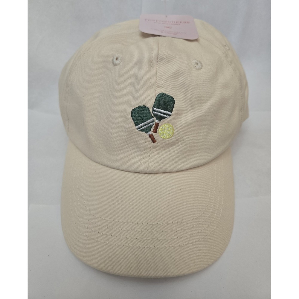 Popfizzcheers Pickleball Embroidered Washed Cotton Dad Hat Mens Cream Adjustable